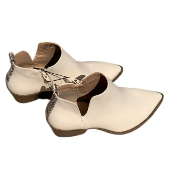 BOHO Sexy Faux Snakeskin Trim Side Zip 1 7/8” Cuban Heel Booties Cowboy Boots - Picture 4 of 6